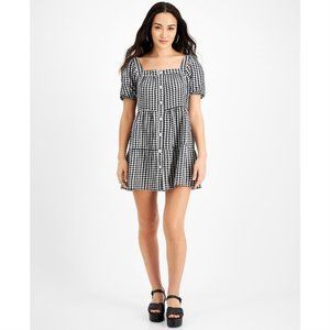 Black Tape Womens Petite Gingham Mini Dress